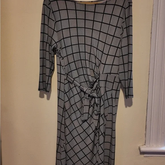 Ann Taylor Square Print Dress Size L, Elegant Career Office Lagoonlook Chic - Picture 6 of 9